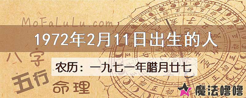 1972年2月11日出生的八字怎么样？