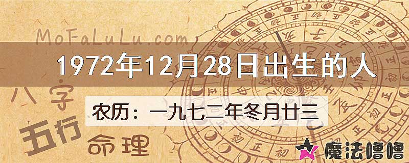 1972年12月28日出生的八字怎么样？