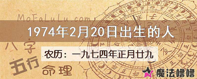 1974年2月20日出生的八字怎么样？