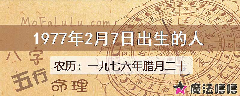 1977年2月7日出生的八字怎么样？