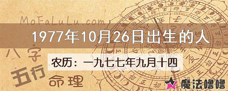 1977年10月26日出生的八字怎么样？