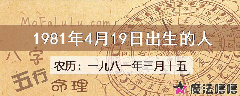 1981年4月19日出生的八字怎么样？