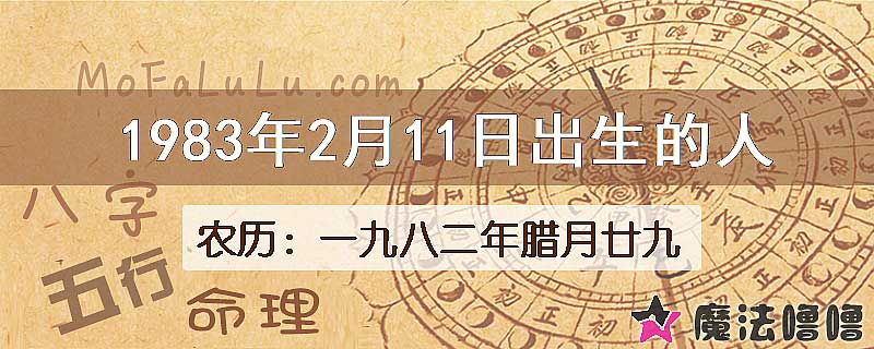 1983年2月11日出生的人