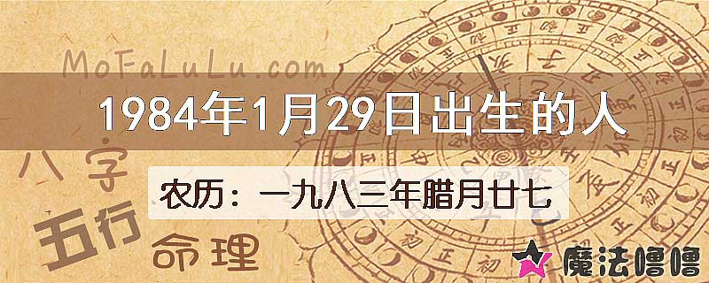 1984年1月29日出生的八字怎么样？