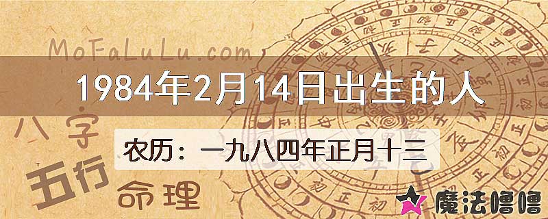 1984年2月14日出生的人