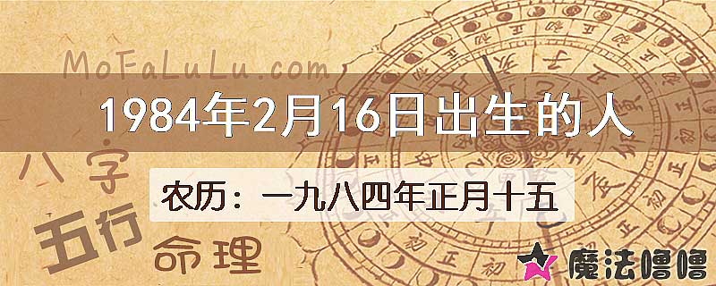 1984年2月16日出生的人