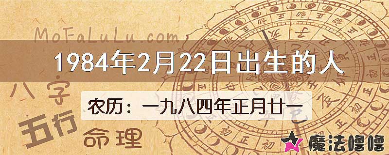 1984年2月22日出生的八字怎么样？