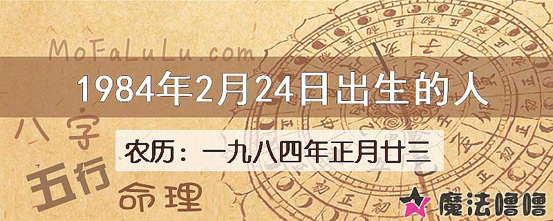 1984年2月24日出生的人