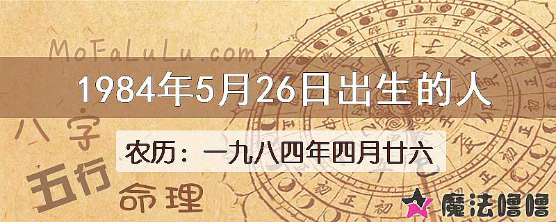 1984年5月26日出生的八字怎么样？