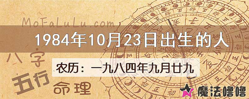 1984年10月23日出生的八字怎么样？