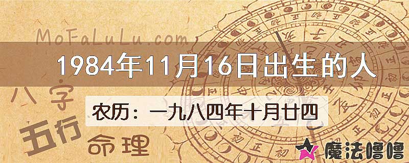 1984年11月16日出生的八字怎么样？