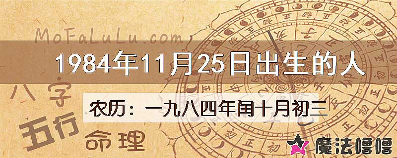 1984年11月25日出生的八字怎么样？