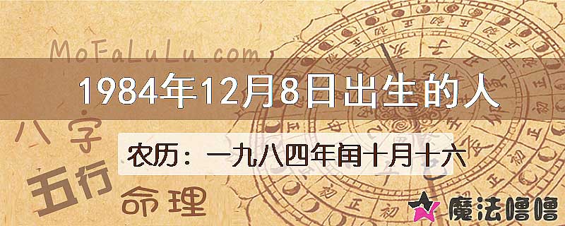 1984年12月8日出生的八字怎么样？