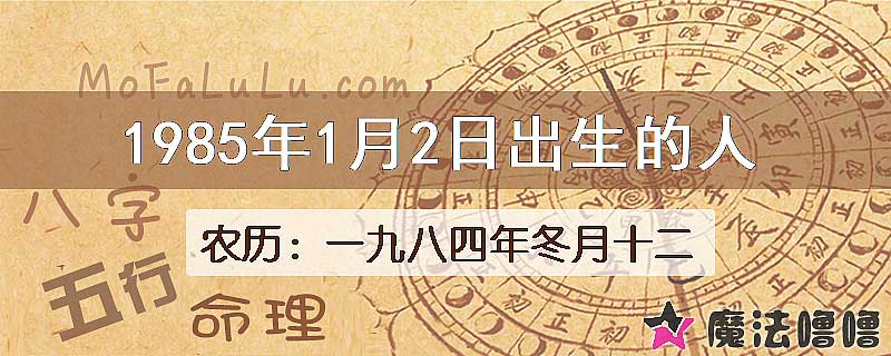 1985年1月2日出生的八字怎么样？