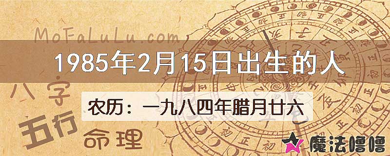 1985年2月15日出生的八字怎么样？