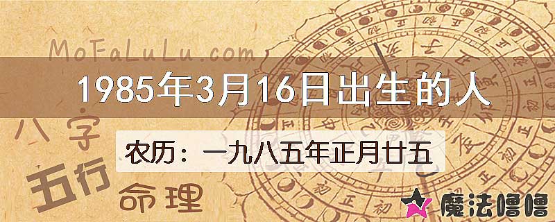 1985年3月16日出生的八字怎么样？