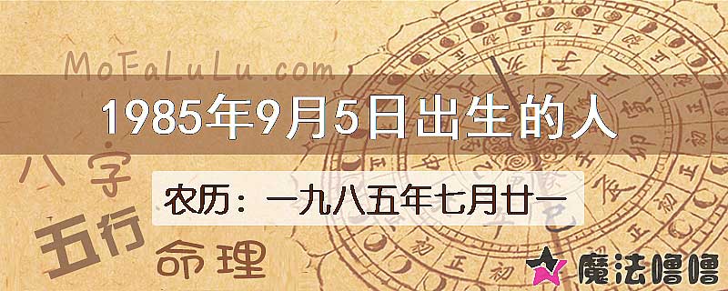 1985年9月5日出生的人