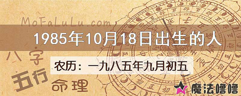 1985年10月18日出生的八字怎么样？