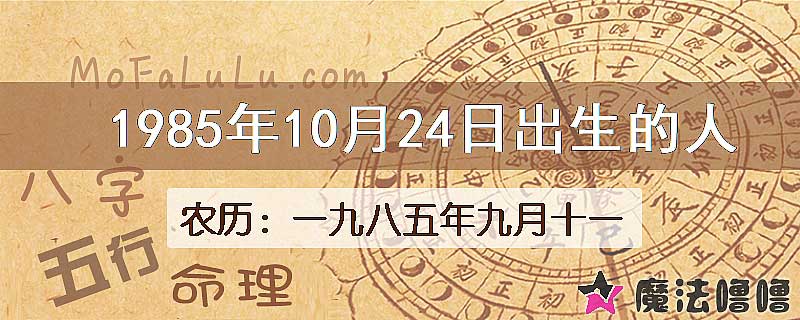 1985年10月24日出生的八字怎么样？