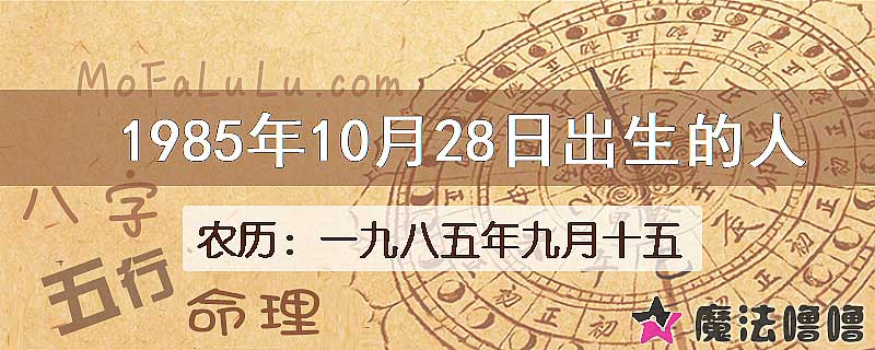 1985年10月28日出生的八字怎么样？