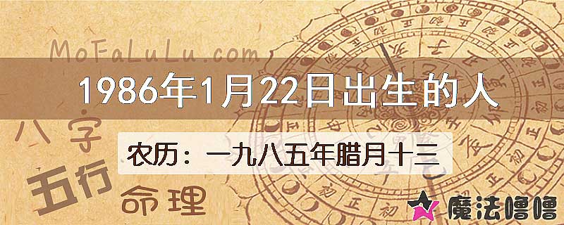 1986年1月22日出生的人