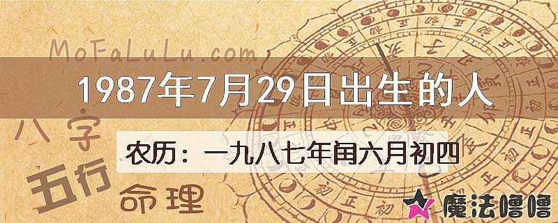 1987年7月29日出生的人