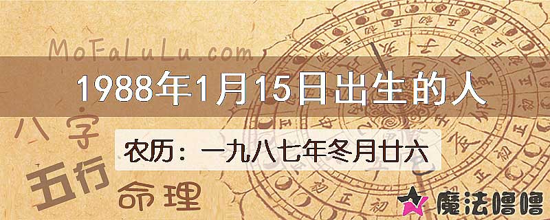 1988年1月15日出生的八字怎么样？