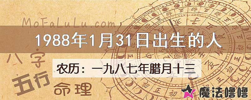 1988年1月31日出生的八字怎么样？