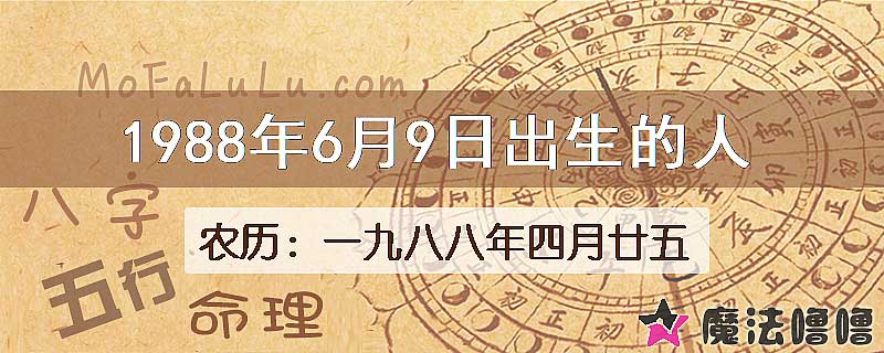 1988年6月9日出生的八字怎么样？