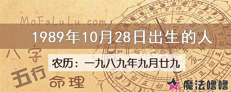 1989年10月28日出生的八字怎么样？