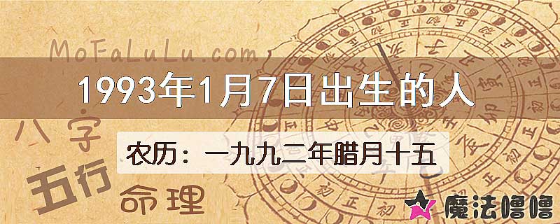 1993年1月7日出生的人