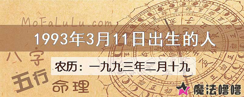 1993年3月11日出生的八字怎么样？