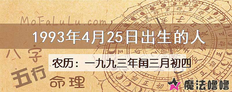 1993年4月25日出生的八字怎么样？