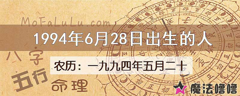 1994年6月28日出生的八字怎么样？