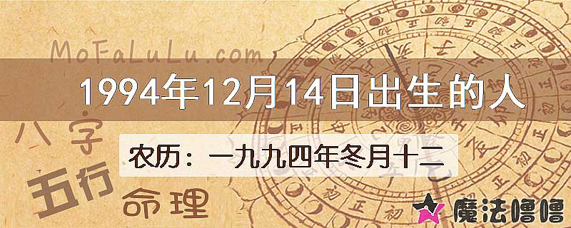 1994年12月14日出生的八字怎么样？