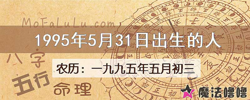 一九九五年五月初三（新历1995年5月31日）出生的人