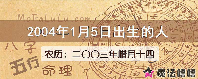 2004年1月5日出生的八字怎么样？