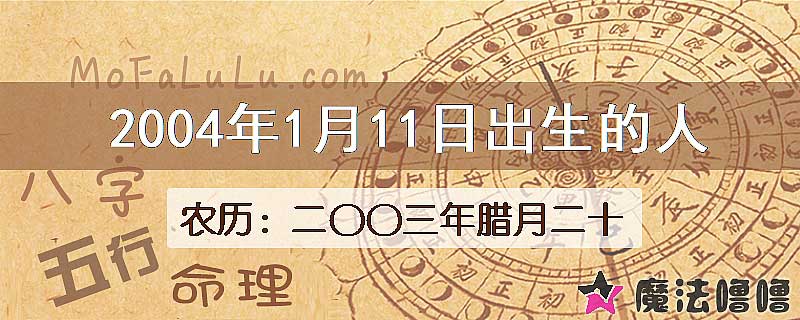 2004年1月11日出生的八字怎么样？