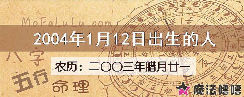 2004年1月12日出生的八字怎么样？