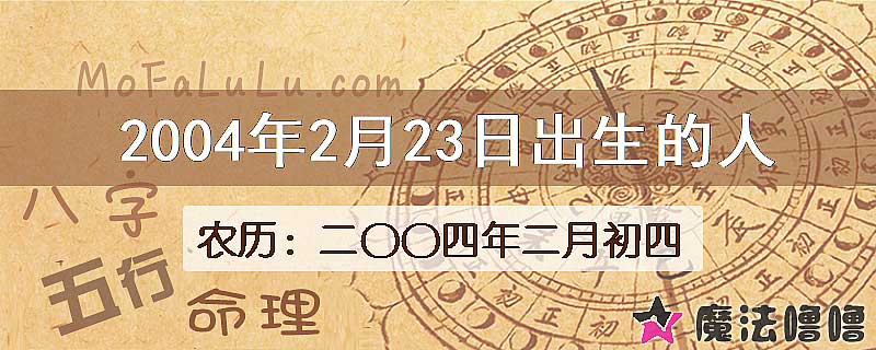 2004年2月23日出生的八字怎么样？