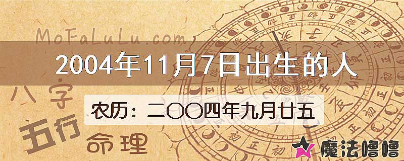 2004年11月7日出生的八字怎么样？