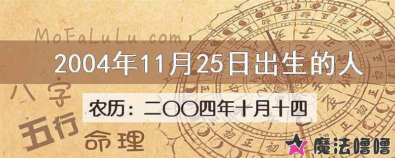 2004年11月25日出生的八字怎么样？