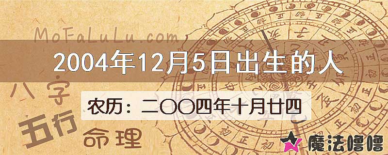 2004年12月5日出生的八字怎么样？