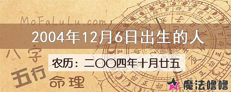 2004年12月6日出生的八字怎么样？