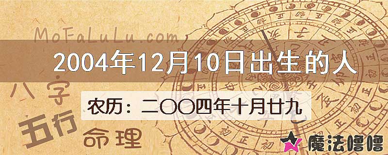 二〇〇四年十月廿九（新历2004年12月10日）出生的人