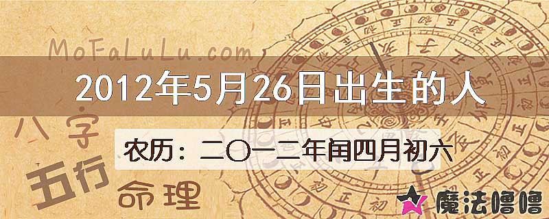 2012年5月26日出生的八字怎么样？