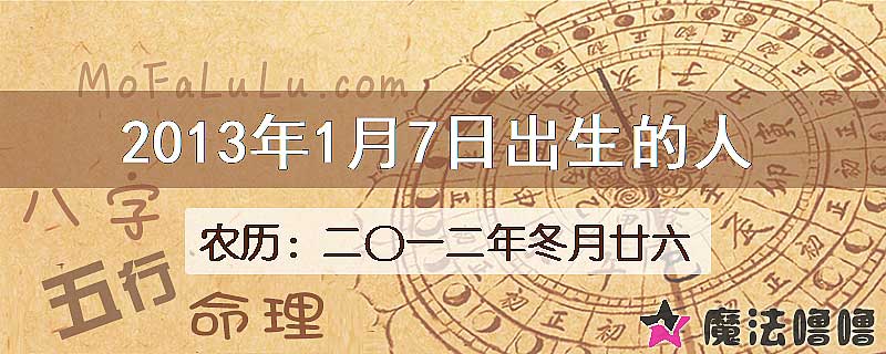 2013年1月7日出生的八字怎么样？