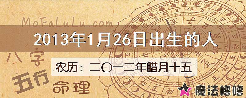 2013年1月26日出生的八字怎么样？