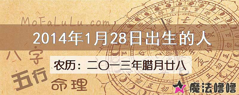 2014年1月28日出生的八字怎么样？