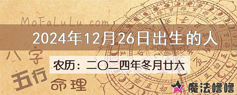 2024年12月26日出生的八字怎么样？